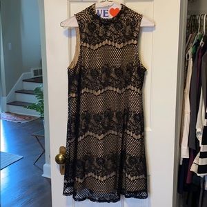 Black Lace & Ivory Shift Dress